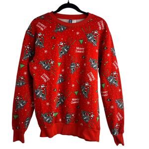 Divided Christmas Sweatshirt Meowy Catmas Unisex Size S Ugly Sweater Party Santa